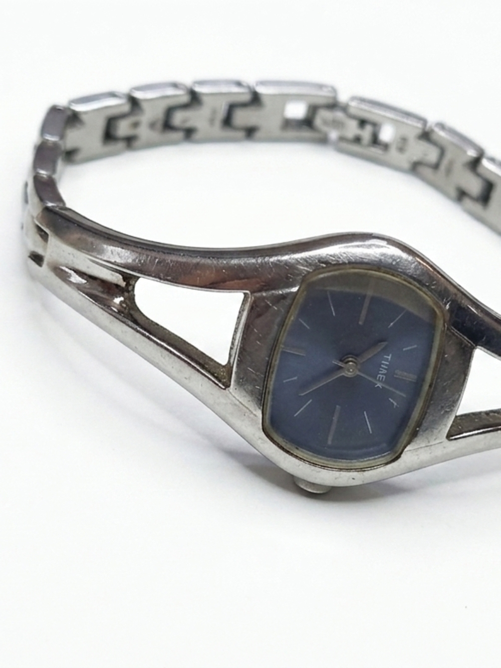 Timex Women's Silver Tone Bangle Style Watch - Blue Dial